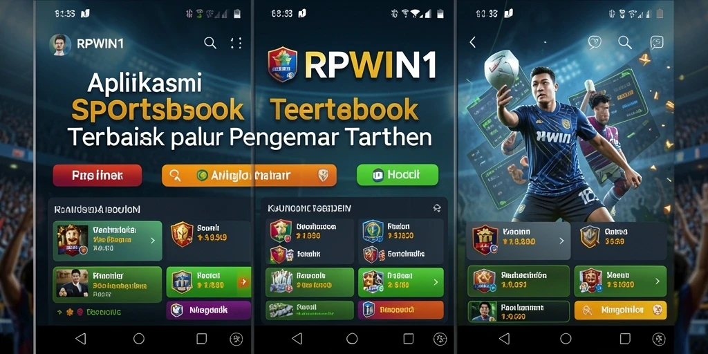 Screenshot utama RPWIN1 menampilkan antarmuka aplikasi sportsbook yang menarik.