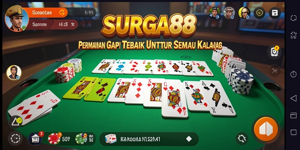 Tampilan gameplay seru dalam SURGA88 saat bermain Gaple.